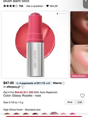 NEW Haus Labs By Lady Gaga Glassy Rosette Blush Balm Stick - Rose